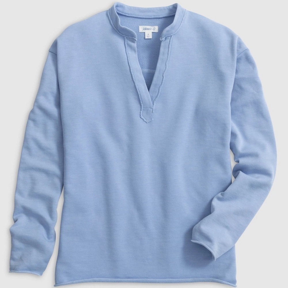 johnnie O Camilla V Neck Cotton Blend Pullover Shirt Bora Bora